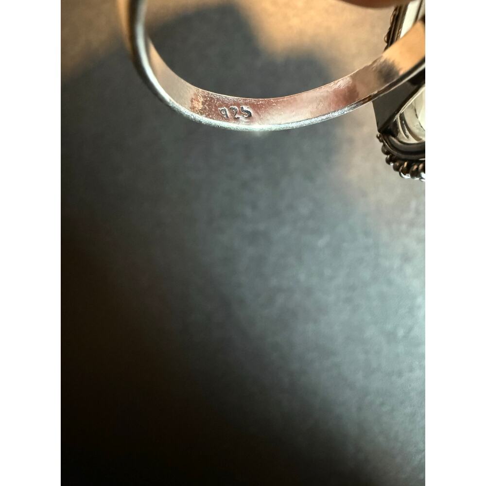 Natural Moonstone 925 Silver Plated Ring Size 7.5 - Picture 3 of 3